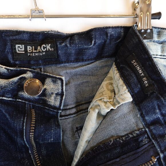 CJ Black Premium Jeans Mens 38x32 Skinny Flex Distressed Zippered Leg Biker - Picture 4 of 15